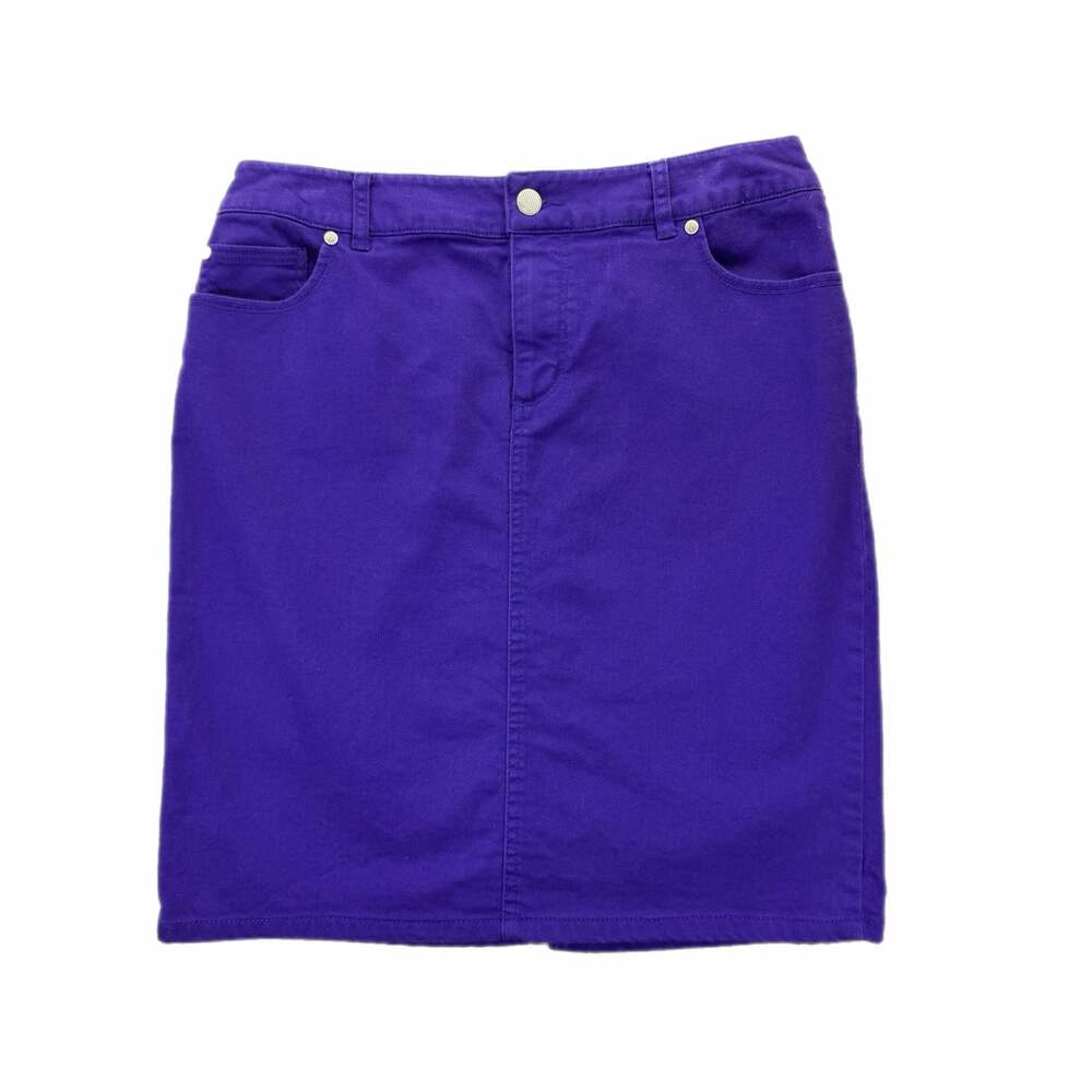 Chico’s S Sz. 0 Grape Purple Vibrant Preppy Colorful Retro Inspired Denim Skirt